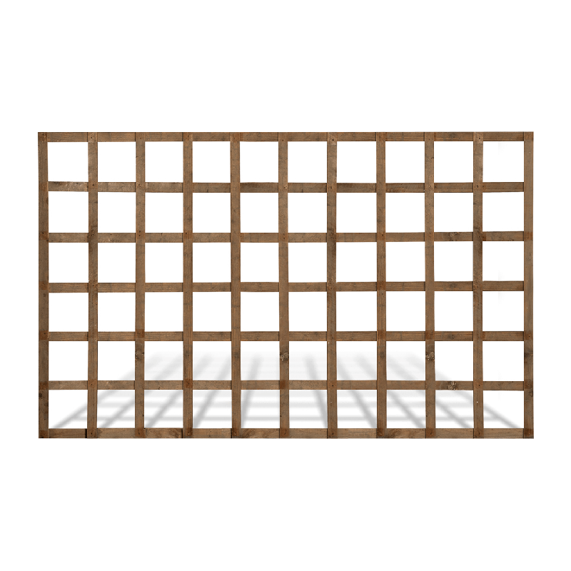 Square Top Heavy-Duty Trellis Panel – Treated Brown (1.8m x 0.9m)