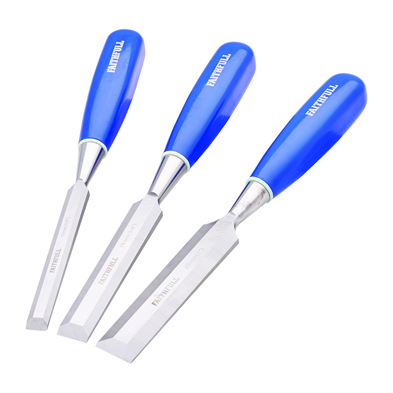 Faithfull Blue Bevel Edge Wood Chisel Set (3 Piece)