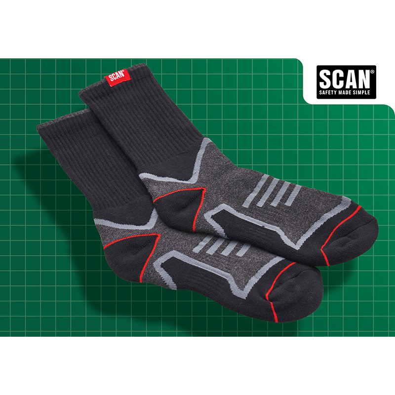 Scan Work Socks – Black/Grey (Triple Pack)