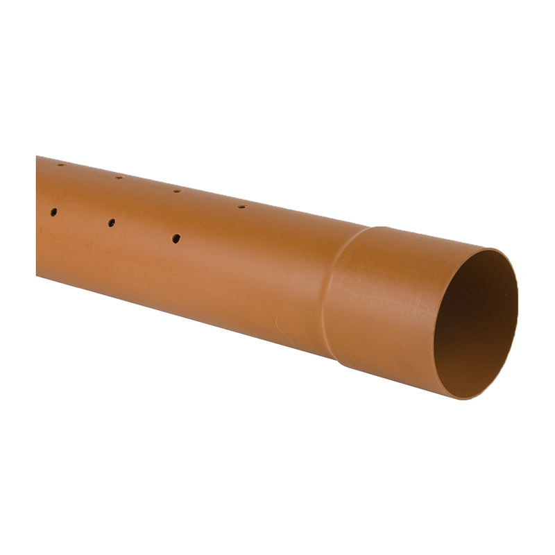 Brett Martin 110mm Underground Perforated Pipe 6m – Orange/Brown (Blown Socket)