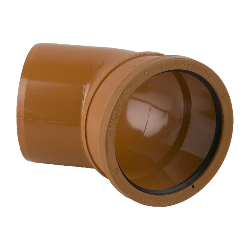 Brett Martin 110mm Underground Bend 45&deg; – Orange/Brown (Single Socket)