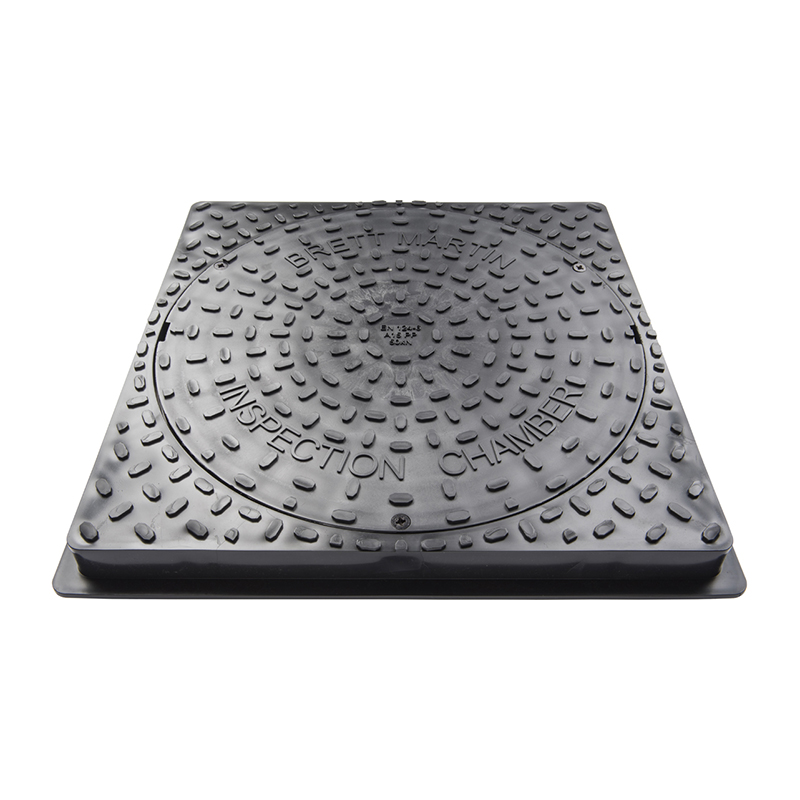 Brett Martin 50kN Driveway Plastic Square Manhole Cover & Frame – Black (Fits 450mm Inspection Chamber)