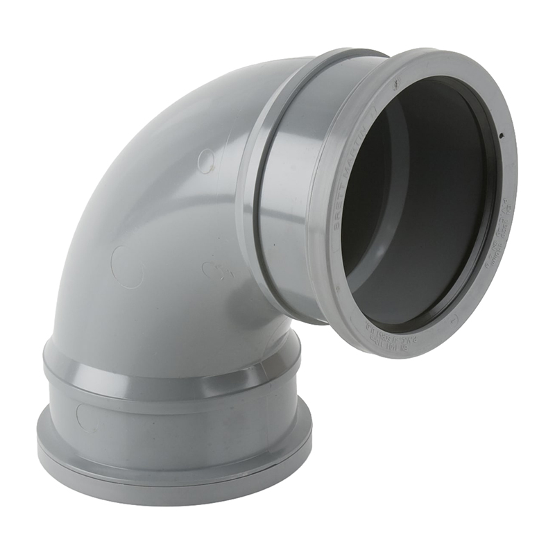 Brett Martin 110mm Soil Bend 92.5&deg; – Grey (Double Socket)