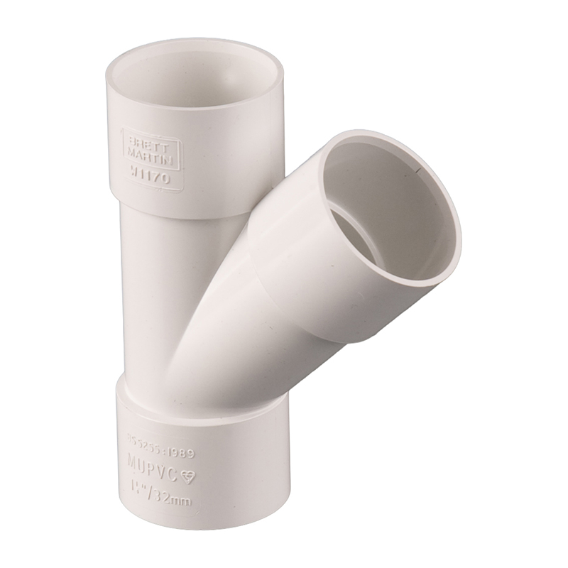 Brett Martin 32mm Solvent Waste Equal Tee Branch 45&deg; – White