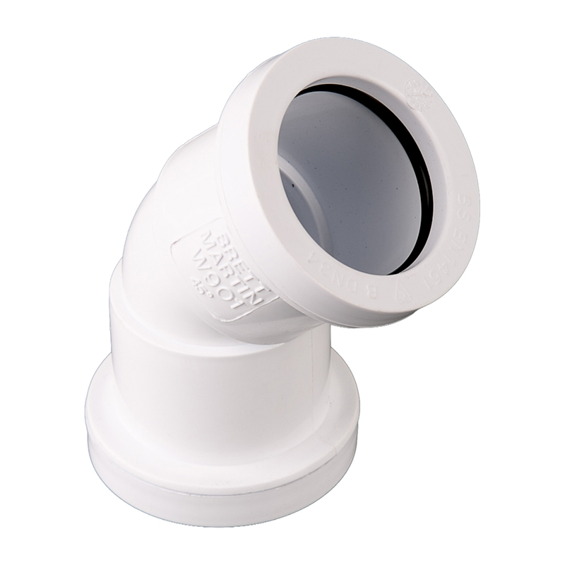 Brett Martin 40mm Push-Fit Waste Bend 45&deg; – White