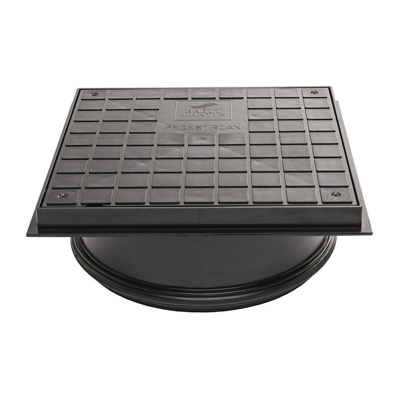 Brett Martin 350mm Pedestrian Double Seal Square Cover & Frame 35kN – Black (Fits 315mm Access Chamber)
