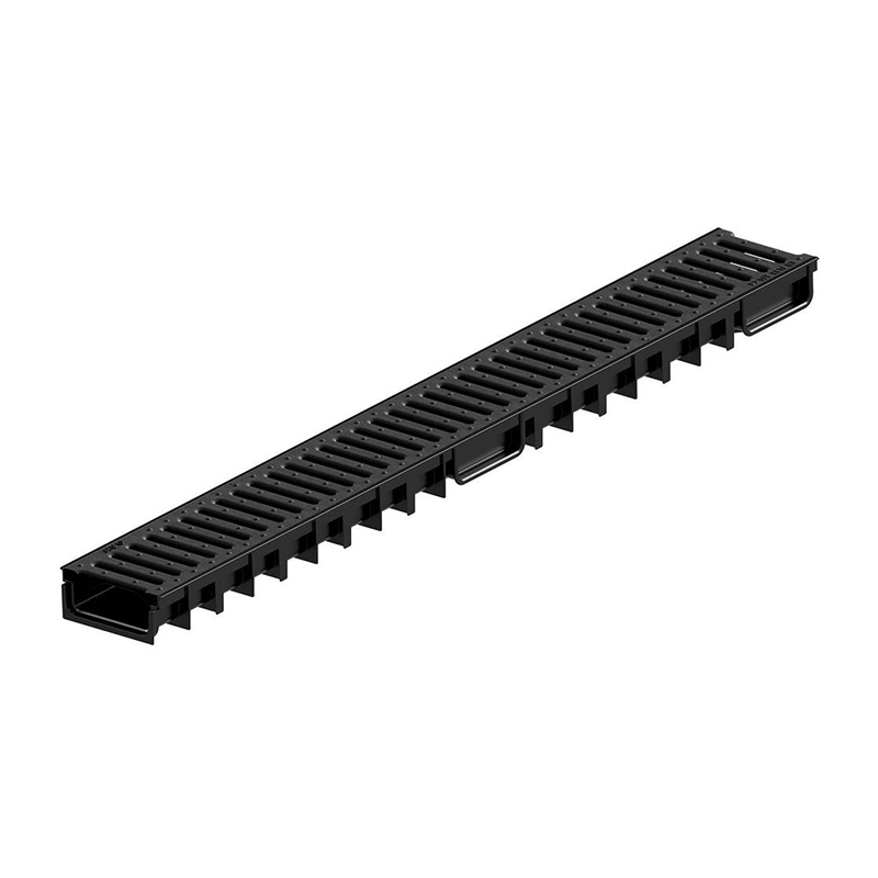 ACO Easyline H 50 Low Profile Drain Channel with Black Plastic Grating 1m (Load Class A15)